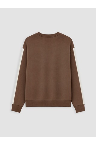 Lcw Everyday Kahverengi Şeritli Soft Touch Kadın Sweatshirt
