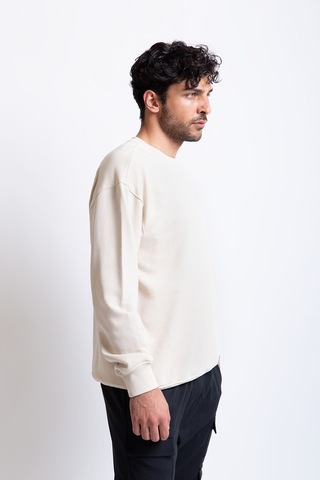 Regular Organik Pamuklu  Sweatshirt Krem