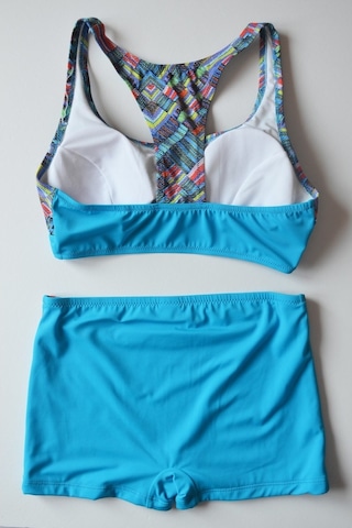 Beria Kadın Desenli Bralet Toparlayıcı Şortlu Açık Mavi Bikini Ta Açık Mavi