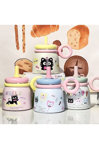 Büyük Kapasiteli Sevimli Taşınabilir Su Bardağı-pembe