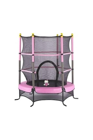 Fileli Trambolin Çocuk Trambolini 140 Cm Büyük Boy 55 Inç Pembe Tek Ebat