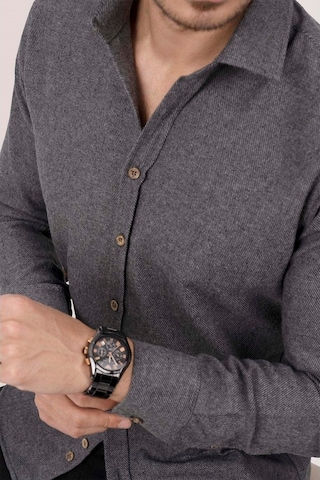 Füme Düz Oduncu Slimfit Erkek Gömlek Yeşil