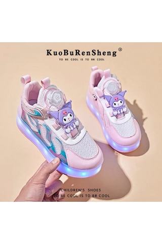 Kız Çocuk Spor Ayakkabı Şarj Edilebilir Farklı Modlarda Led Işıklı Kapanabilir Tekerlekli Çok Renkli