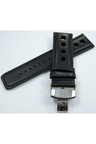 Bizon Deri Saat Kayışı 22Mm Spor Siyah Klipsli Saat Kordonu (305393561)