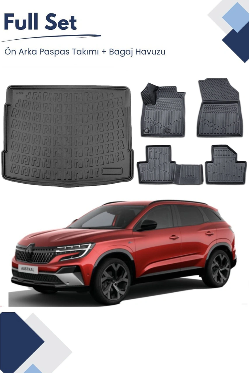 Renault Austral 2024 Mild Hybrıd Model Tam Uyumlu Paspas+bagaj Havuzu Seti