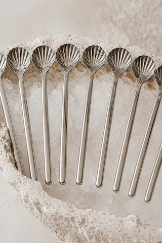 12'li İstiridye Paslanmaz Çelik Çay Kaşığı - Stainless Steel Gümüş