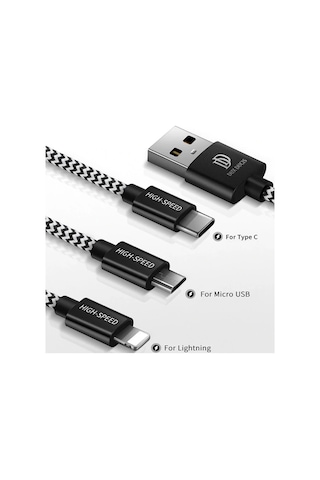 Dux Ducıs 3in1 Usb Type C-iPhone Uyumlu Ve Mikro Kopmaz Usb Kablo Hızlı Şarj- 5775