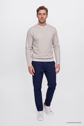 AC&Co / Altınyıldız Classics Erkek Lacı Oversize Bol Kesim Beli Bağlamalı Pamuklu Esnek Armürlü Yan Cepli Pantolon Lacivert