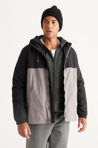 Ac&Co / Altınyıldız Classics Erkek Sıyah Grı Standart Fit Normal Kesim Dik Yaka Yan Cep Mont Siyah - Gri