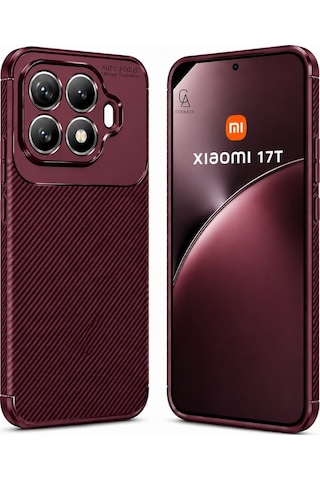Xiaomi Mi 17t Uyumlu Kılıf Karbon Tasarım Kamera Korumalı Silikon Telefon Kılıfı Kapak Bordo