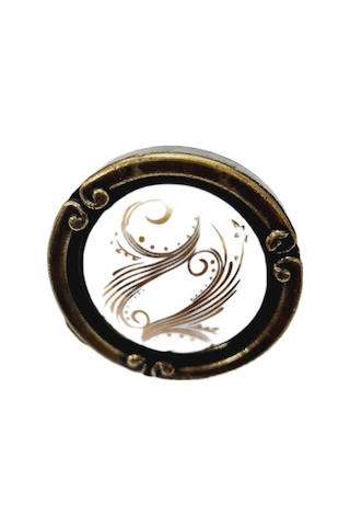 Porselen Düğme Kulp Metal Antiksarı Motifli / 5 Adet Antik