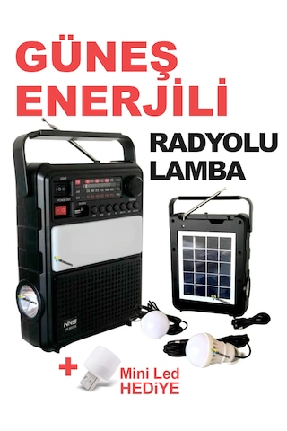 Aksesuarcı Güneş Enerjili Şarjlı Radyolu Ampullü Kamp Lambası Siyah
