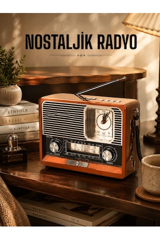 Ahşap Görünümlü Retro Bluetooth Radyo Usb,aux Ve Sd Kart Girişli Çok Renkli