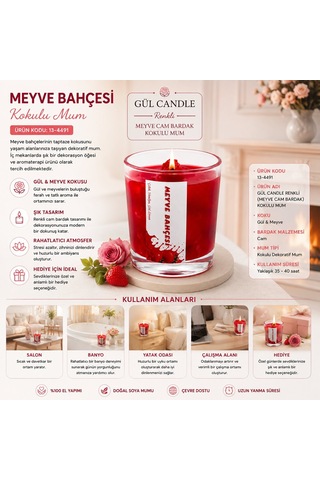 Gül Mum Candle Çilek Kokulu Mum - Cam Bardaklı Meyve Kokulu- 12'li Paket Diğer