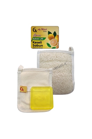 Doğal Kabak Lifli Limon Özlü Sabun Seti Doğal Kabak Lifi Banyo ve Yüz Kesesi
