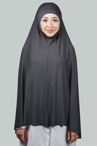 Altobeh Hazır Türban Peçeli Pratik Eşarp Tesettür Nikaplı Hijab - Namaz Örtüsü Sufle (5XL) - Füme
