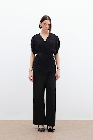Sateen Cepli Bol Pantolon - Siyah-136041 Siyah
