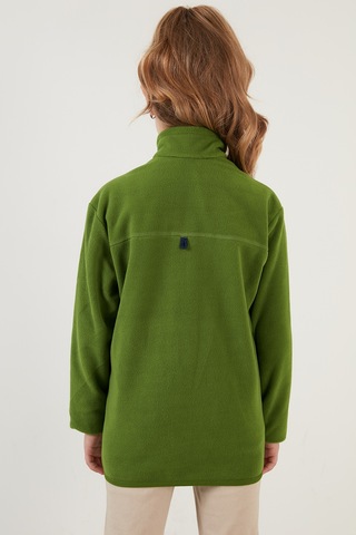 Lela Yumuşak Dokulu Fermuarlı Dik Yaka Şardonlu 2'Li Paket Çocuk Polar 5905002S2 Fıstık Yeşil-Lila