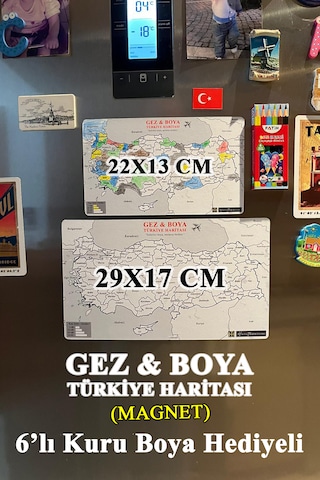 Gez Boya Türkiye Haritası Magnet Mıknatıslı 81 İl Seyahat Ve Boyama Haritası Büyük Boy