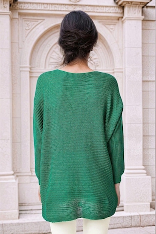 WeShaya Yeşil Yuvarlak Yaka, Oversize Kesim, Triko Yeşil