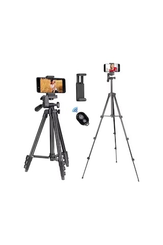 Shopytech 102 Cm Hafif Tripod Telefon/kamera Uyumlu Bluetooth Uzaktan Deklanşörlü 360 3-yönlü Kaf 1 Adet