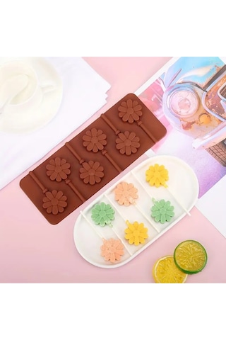 Silikon Lolipop Kalıbı Çikolata Kalıbı Silikon Kalıp Kahverengi