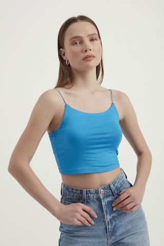 Hiccup Askılı Crop Basic Kısa Bluz Bebek Mavisi