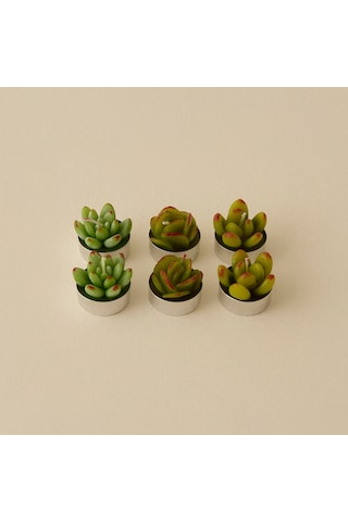 Karaca Home Sukulent 6'lı Tealight Mum Yeşil