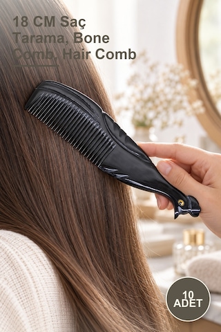 10 Adet Tavuskuşu Kemik Tarak 18 Cm Saç Tarama, Bone Comb, Hair Comb
