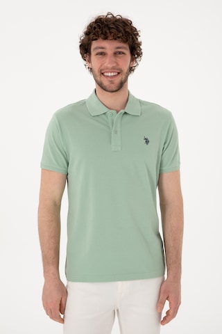 U.S. Polo Assn. Erkek Slim Fit Polo Yaka Su Yeşili Basic Tişört 50297984-VR048