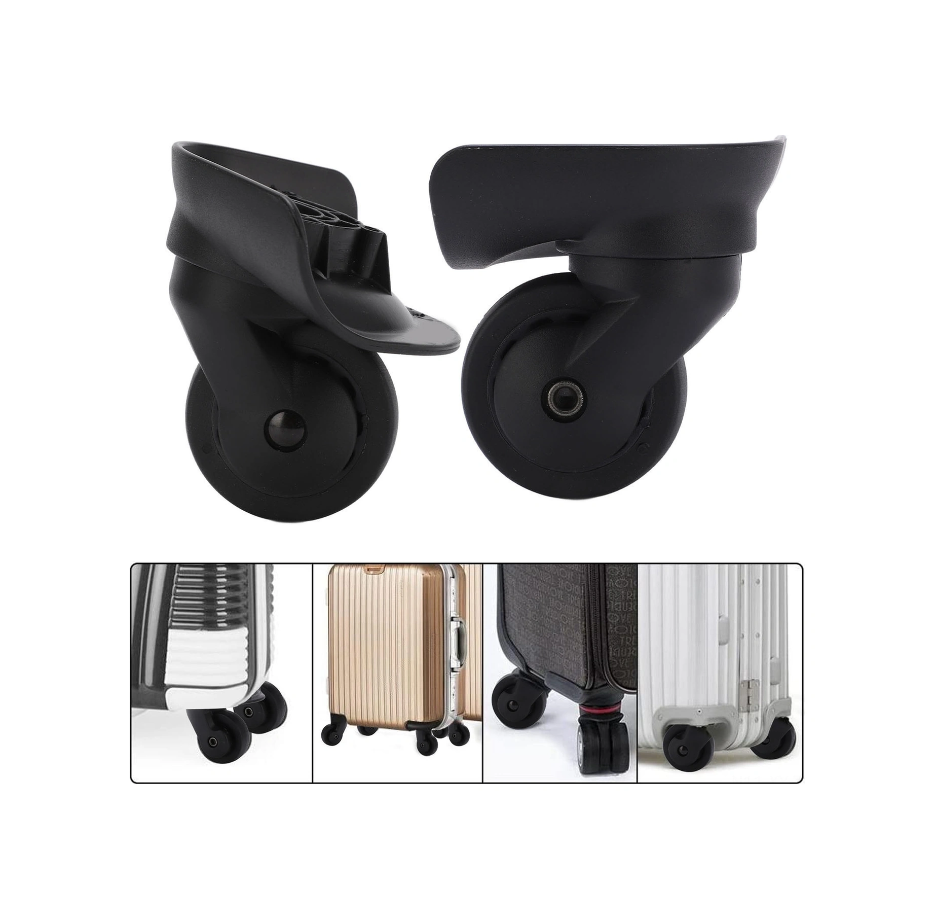 Shineyee A53 Siyah Valiz Tekerlekleri - Çiftli万向轮, Sessiz, Dayanıklı Pp+pet Malzeme, Kolay Kurulum, Seyahat Çantası Tamiri Aksesuarı