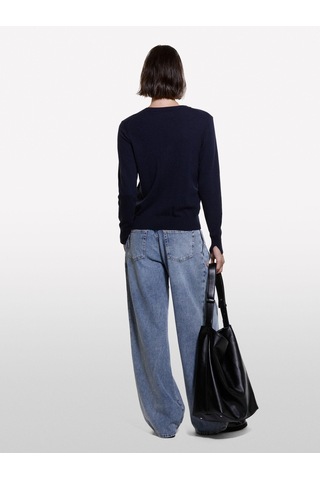 Sisley Kdn Kaşmir Karışımlı Regular Fit Kazak Kadın Lacivert Kazak - 324a102hm100f