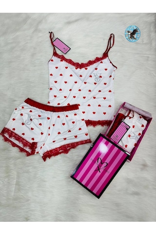 Victoria's Secret Bayan Yazlık Şortlu 2"li Pijama Takımı Beyaz