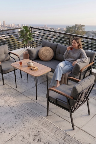 Canisa Ekon Serisi 1. Sınıf 3+1+1 Gri Bahçe Balkon Oturma Koltuk Takımı