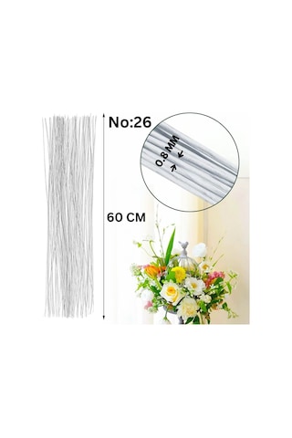 Beyaz Yapay Çiçek Teli, No:26 0.8 Mm - Çiçek Aranjman Yapım Tel