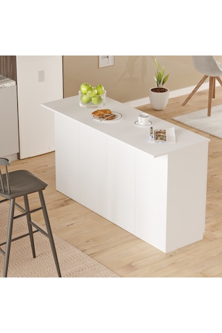 Robin Home Liva Mutfak Adası Ada Mutfak Yemek Masası 160cm Beyaz