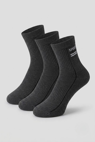 Socketta 3'lü Füme Erkek Spor Pamuk Dikişsiz Esnek Patik Çorap - Premium Gri