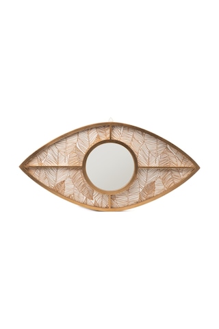 Yaprak Desenli, Altın Varaklı Nazar Göz Duvar Aynası Altın