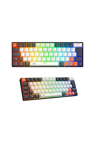 Rgb Gaming Kablolu Mekanik Klavye Mavi Switch Hot Swap 64 Tuşlu Oyuncu Klavyesi Double Shot Örgü Kablo Rgb Gaming Oyuncu Klavyesi