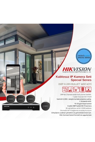 Hıkvısıon - Nk42w0h-1t Kablosuz Ip Kamera Seti 4 Lü Set Neotechmarket Specıal Serıes