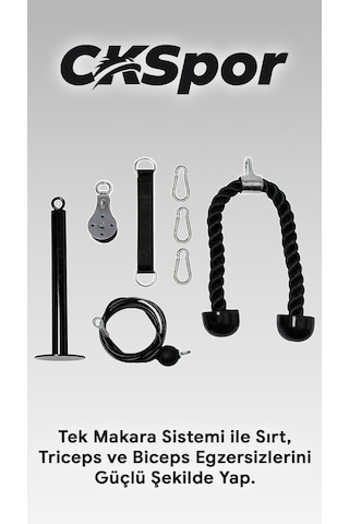 CKSpor Ev Tipi Tek Makara Fitness Seti Lat Pulldown Sırt Çekiş Triceps Biceps Egzersiz Çalışma İstasyonu