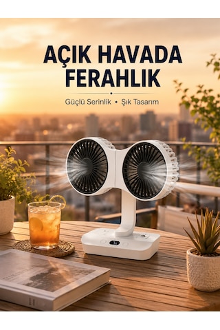 Çift Başlıklı Masa Ve Duvara Monte Edilebilir Vantilatör - Lisinya