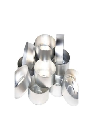 100 Adet Boş Alüminyum Tealight Mum Kabı Maxi Boy 5,5 1,8 Cm Gri