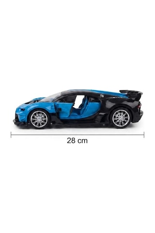 Bugatti Tasarımlı 1:14 Ölçekli 5 Kanal Uzaktan Kumandalı Şarjlı Spor Model Yarış Arabası Mavi