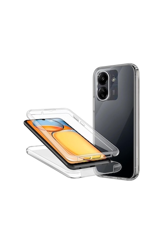 Teknomoda Xiaomi Redmi 13c Kılıf 360 Şeffaf Ön Arka Korumalı Şeffaf Silikon