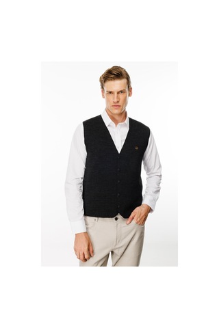 Erkek V Yaka Düz Yün Yelek Antrasit Antrasit