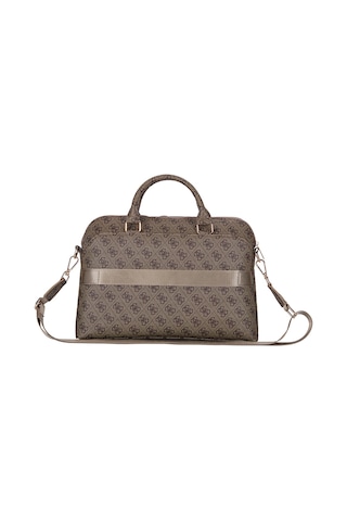 Guess  Lisanslı Üçgen Logolu Omuz Askılı 15 İnç Laptop Çantası Kahverengi
