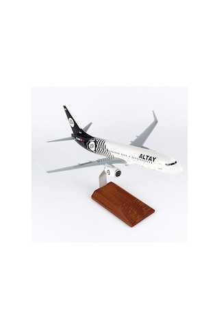 Thy037 1/100 Ölçek, Thy Altay Spor Logolu B737-800 Yolcu Uçağı, Sergilemeye Hazır Ahşap Standlı Model-56287
