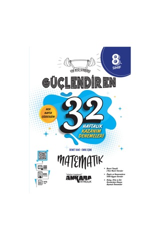 Ankara Yayınları 8. Sınıf Türkçe + Matematik + Fen Bilimleri + Sosyal Bilgiler 32 Haftalık Güçlendiren Kazanım Denemesi Seti