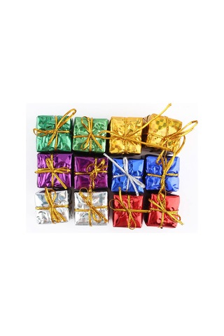 Xindoker Noel Ağaç Dekorasyonu 12'li Paket - 2.5cm Köpük Hediye Kutusu, Parlak Renkli Folyo, Ev/ofis Noel Süsleri